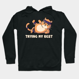 Trying My Best Gym Cat by Tobe Fonseca Hoodie